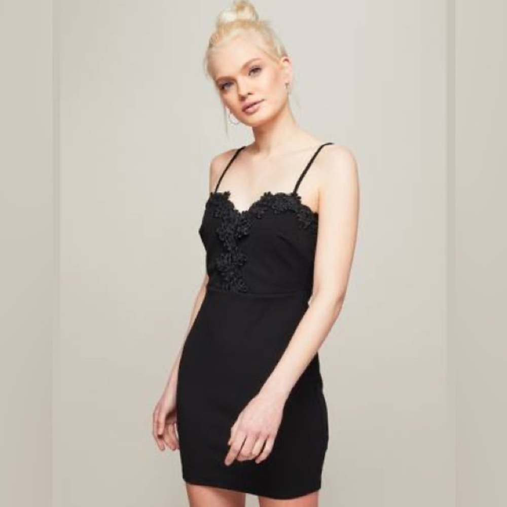 Miss Selfridge Petites black floral mini dress little black dress